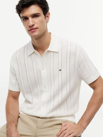 Tommy Hilfiger - Áo Sweater Nam Relaxed Pointelle Short Sleeve Shirt With Linen - 4