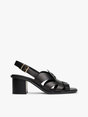 Tommy Hilfiger - Giày Xăng Đan Cao Gót Nữ Leather Crest Block Heel Sandals