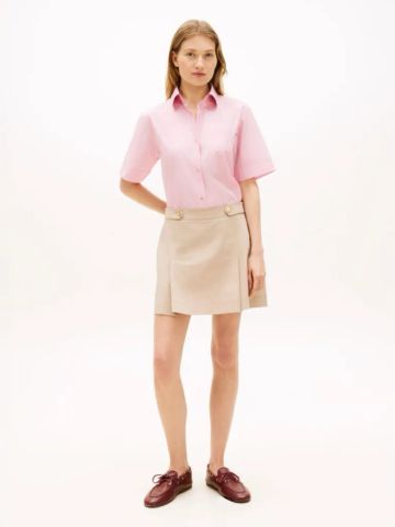 Tommy Hilfiger - Chân Váy Nữ Gold-Tone Button Crest Pleated Mini Skirt
