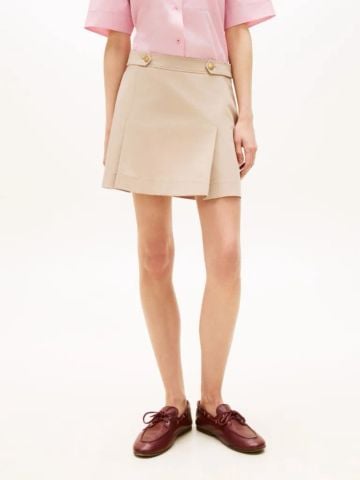 Tommy Hilfiger - Chân Váy Nữ Gold-Tone Button Crest Pleated Mini Skirt