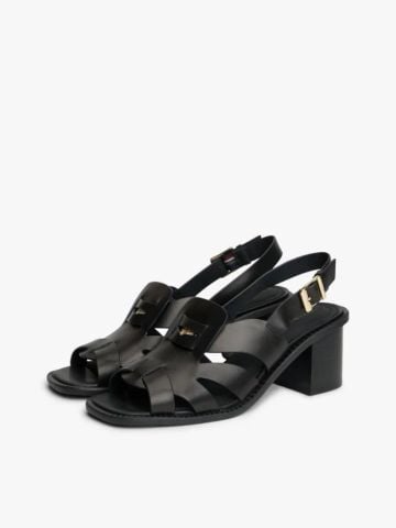 Tommy Hilfiger - Giày Xăng Đan Cao Gót Nữ Leather Crest Block Heel Sandals - 3
