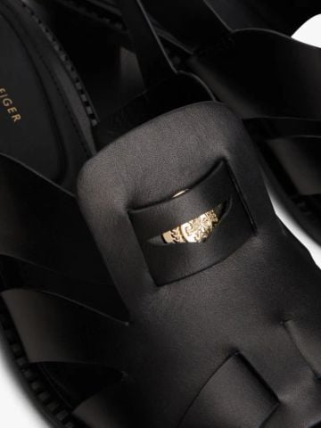 Tommy Hilfiger - Giày Xăng Đan Cao Gót Nữ Leather Crest Block Heel Sandals - 4