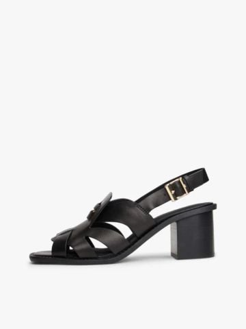 Tommy Hilfiger - Giày Xăng Đan Cao Gót Nữ Leather Crest Block Heel Sandals