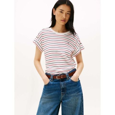 Tommy Hilfiger - Áo thun tay ngắn nữ Slim Roll Tab T-Shirt