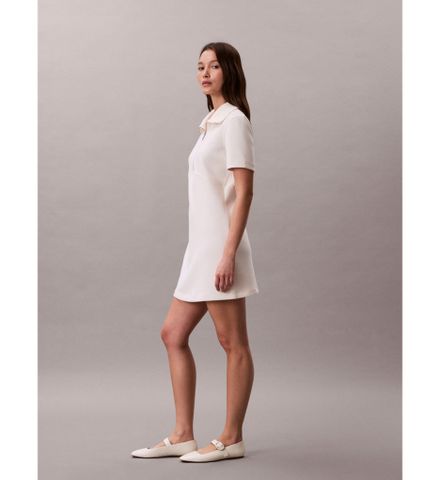 Calvin Klein - Đầm Tay Ngắn Nữ Spacer Mixed Media Rib Mock