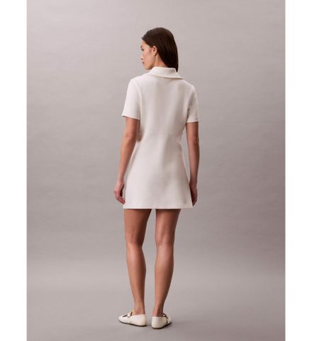 Calvin Klein - Đầm Tay Ngắn Nữ Spacer Mixed Media Rib Mock