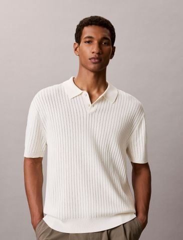 Calvin Klein - Áo Polo Dệt Kim Nam Ribbed Jumper Polo Shirt
