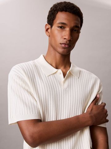 Calvin Klein - Áo Polo Dệt Kim Nam Ribbed Jumper Polo Shirt