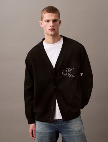Calvin Klein - Áo Cardigan Nam Double Knit Logo Applique Cardigan