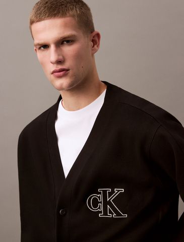 Calvin Klein - Áo Cardigan Nam Double Knit Logo Applique Cardigan