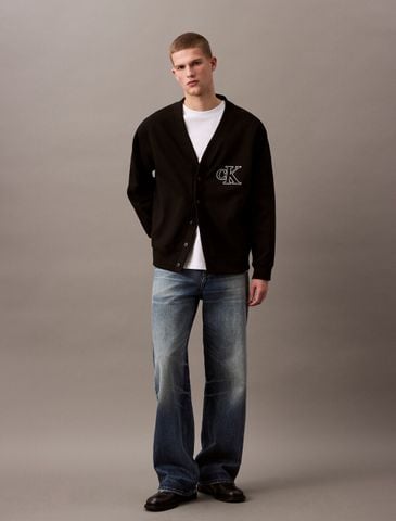 Calvin Klein - Áo Cardigan Nam Double Knit Logo Applique Cardigan