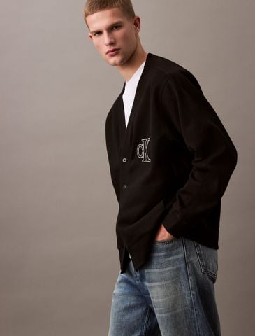 Calvin Klein - Áo Cardigan Nam Double Knit Logo Applique Cardigan