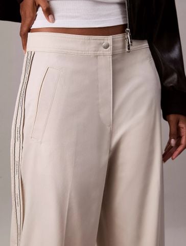 Calvin Klein - Quần dài nữ Cotton Twill Logo Tape Pants - 4