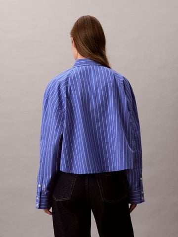 Calvin Klein - Áo sơ mi tay dài nữ Stripe Cropped Boxy Button-Down Shirt - 2