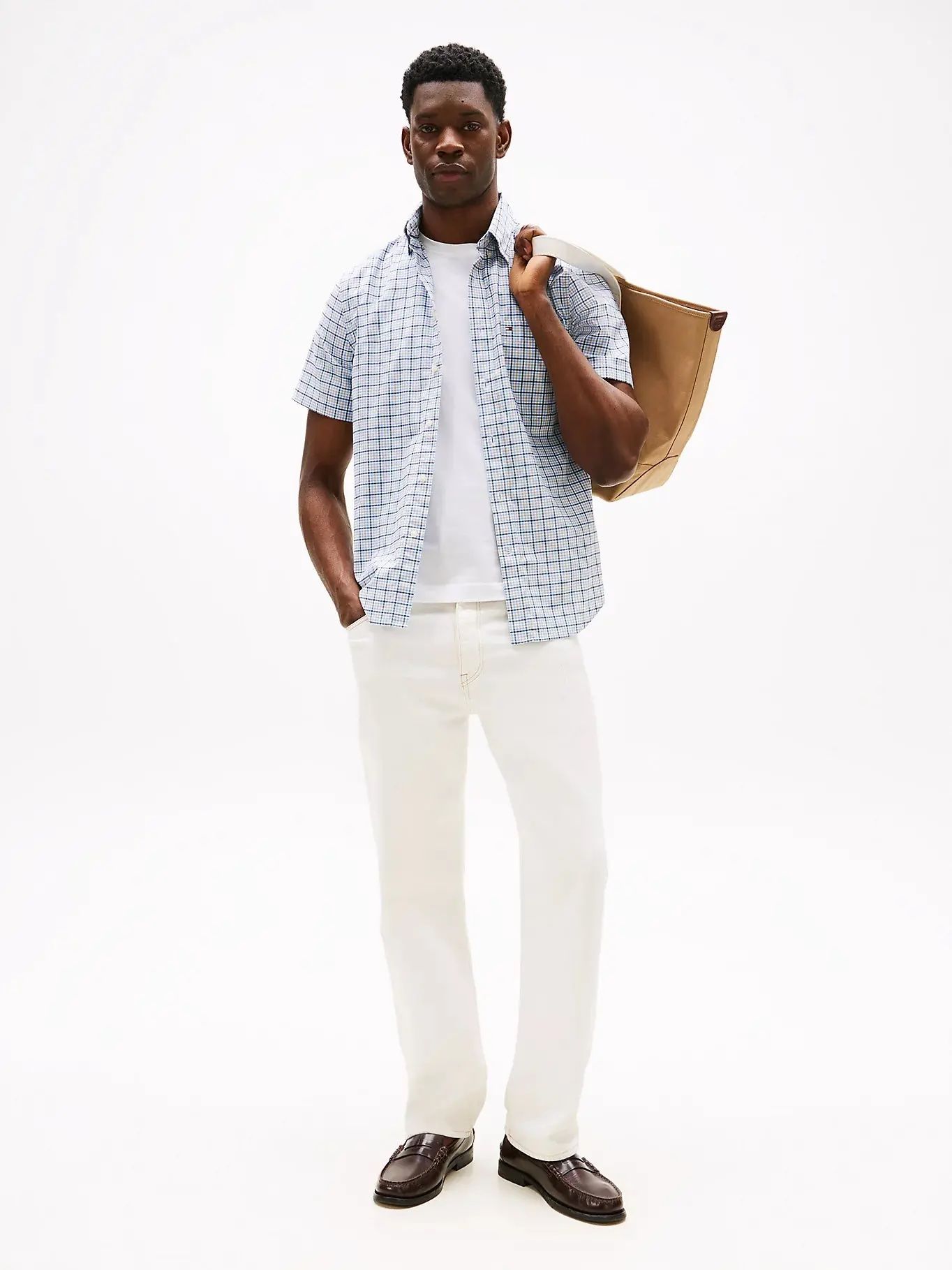 Tommy Hilfiger - Áo sơ mi tay ngắn nam Light Oxford Tartasal Shirt