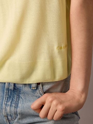 Calvin Klein - Áo tay ngắn dệt kim nữ Fine Gauge Viscose Short Sleeve - 3
