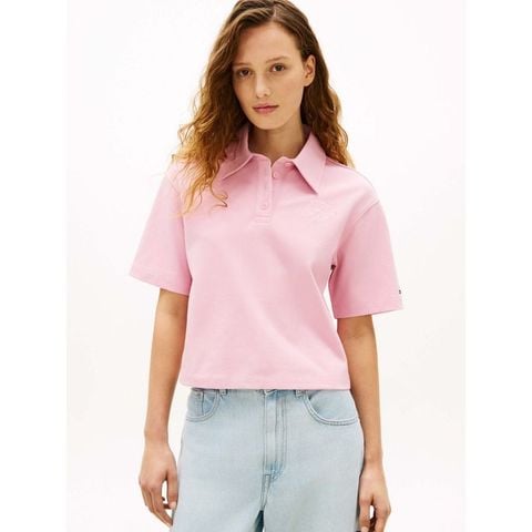 Tommy Hilfiger - Áo Thun Có Cổ Nữ Cotton Lycra Relaxed Short Sleeve Polo
