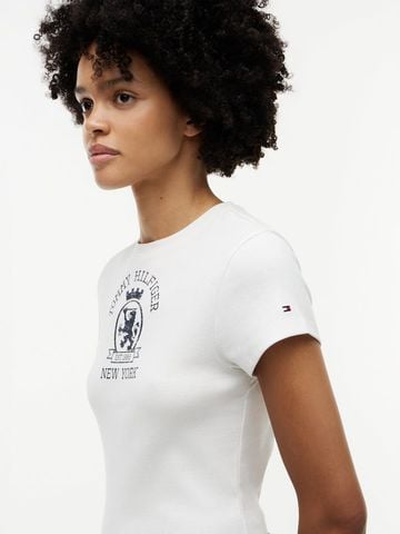 Tommy Hilfiger - Áo Thun Tay Ngắn Nữ Washed Crest Slim T-Shirt - 2