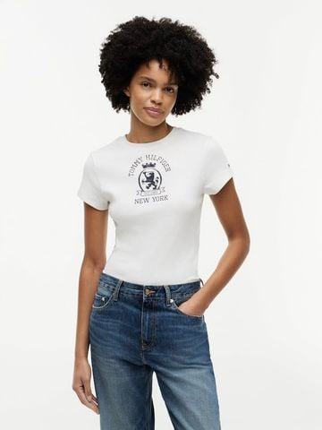 Tommy Hilfiger - Áo Thun Tay Ngắn Nữ Washed Crest Slim T-Shirt