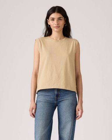Levi's - Áo thun ba lỗ nữ Boxy Tank Top - Beige - 4