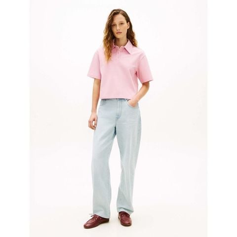 Tommy Hilfiger - Áo Thun Có Cổ Nữ Cotton Lycra Relaxed Short Sleeve Polo