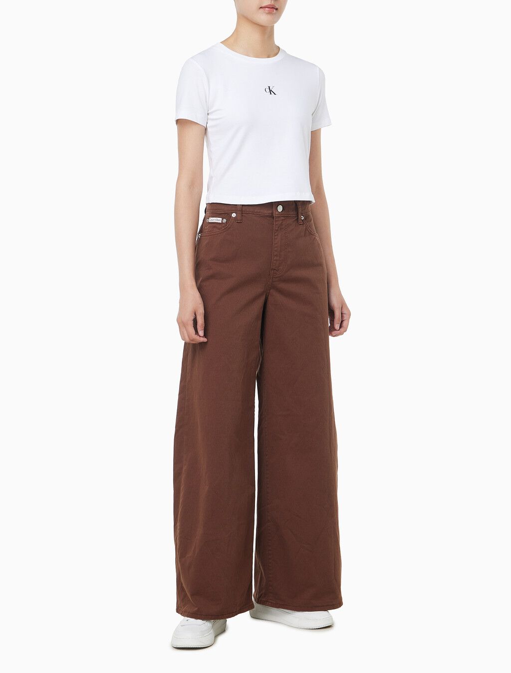 Calvin Klein - Quần kaki ống rộng nữ CK Super Wide Pants