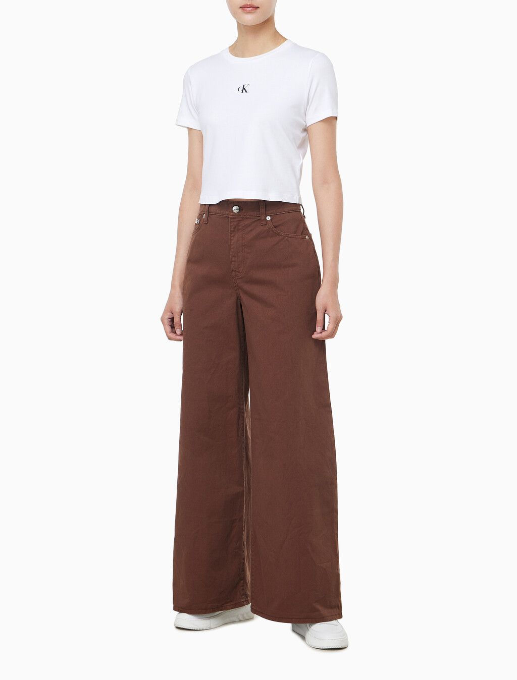 Calvin Klein - Quần kaki ống rộng nữ CK Super Wide Pants