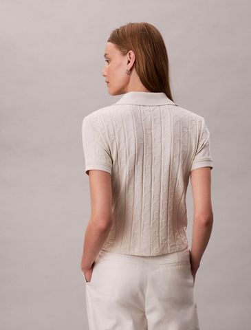 Calvin Klein - Áo polo nữ Allover Monogram Logo Jacquard Polo Top - 4