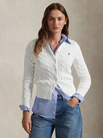 Ralph Lauren - Áo Cardigan Nữ Cable-Knit Cotton Crewneck Cardigan