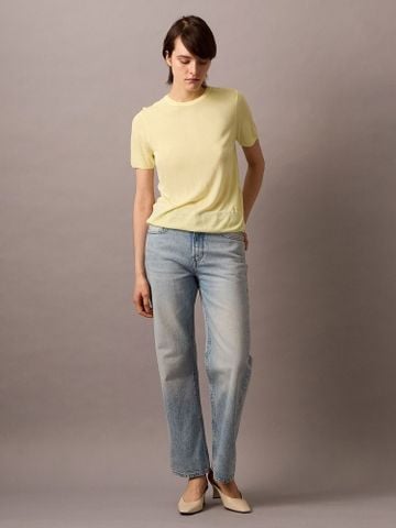 Calvin Klein - Áo tay ngắn dệt kim nữ Fine Gauge Viscose Short Sleeve - 2