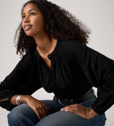 Levi's - Áo thời trang tay dài nữ Levi's® Women's Clover Long-Sleeve Blouse - Anthracite Night