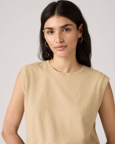Levi's - Áo thun ba lỗ nữ Boxy Tank Top - Beige - 2