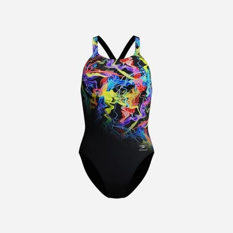 Speedo - Đồ bơi nữ Placement Printed Powerback Af Black One Piece - 3