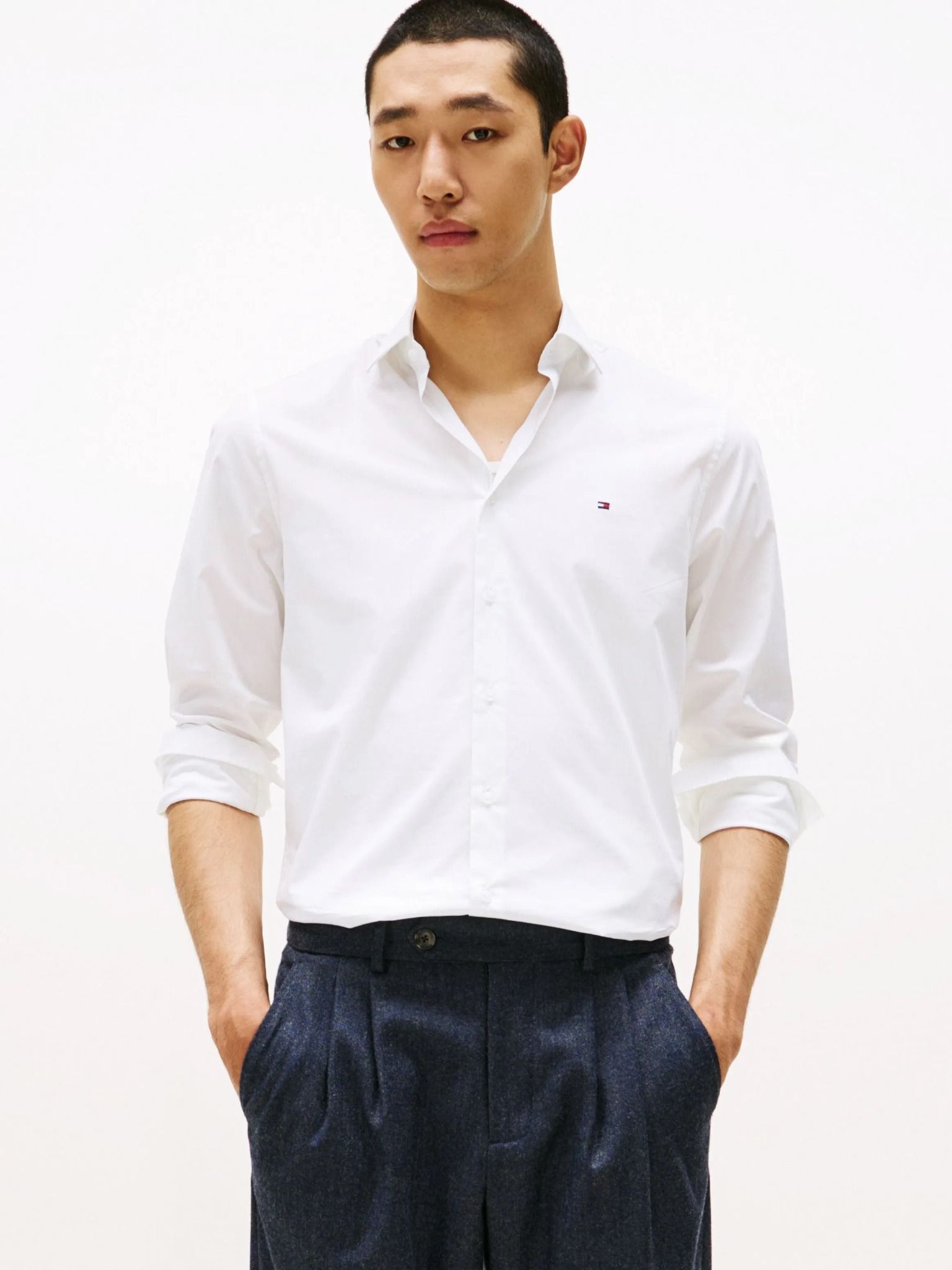 Tommy Hilfiger - Áo sơ mi tay dài nam Flex Slim Fit Poplin Shirt