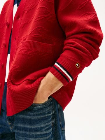 Tommy Hilfiger - Áo khoác len mỏng tay dài nam Jacquard V-Neck Cardigan