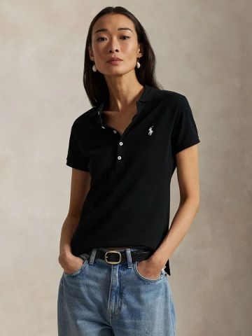 Ralph Lauren - Áo Thun Có Cổ Nữ Julie Polo Slim Short Sleeve