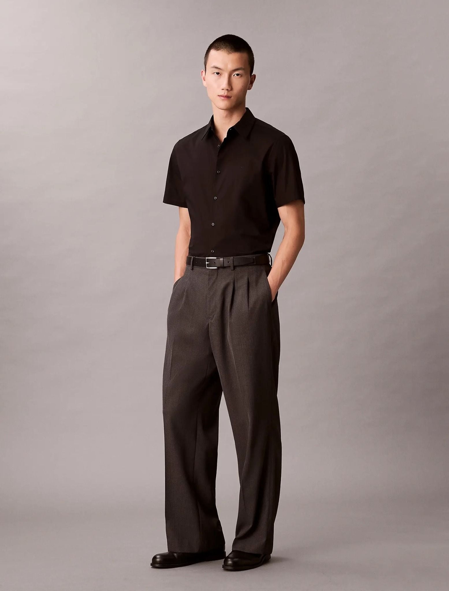 Calvin Klein - Áo sơ mi tay ngắn nam CK Solid Stretch Slim Shirt