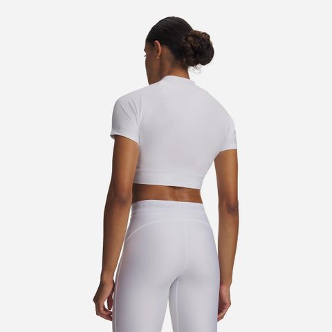 Under Armour - Áo Tay Ngắn Thể Thao Nữ Heatgear Crop Mock Short Sleeve Compression