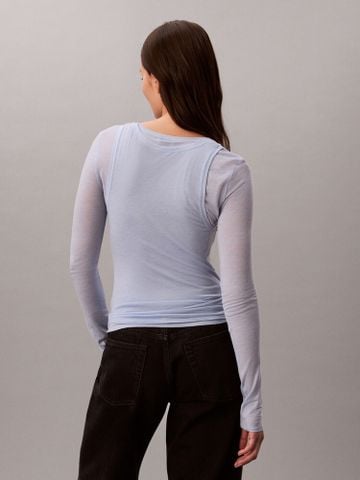 Calvin Klein - Áo Thun Tay Dài Nữ Wool Blend Feminine Double Layer