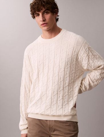 Calvin Klein - Áo len tay dài nam Allover Emblem Logo Relaxed Jumper - 2