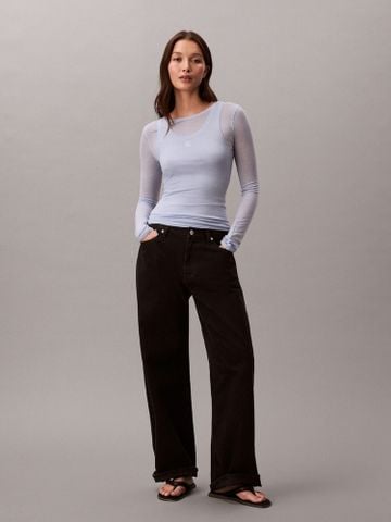 Calvin Klein - Áo Thun Tay Dài Nữ Wool Blend Feminine Double Layer