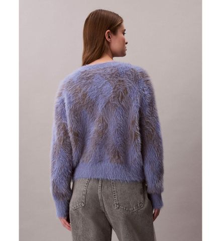Calvin Klein - Áo len tay dài nữ Fuzzy Novelty Argyle Sweater