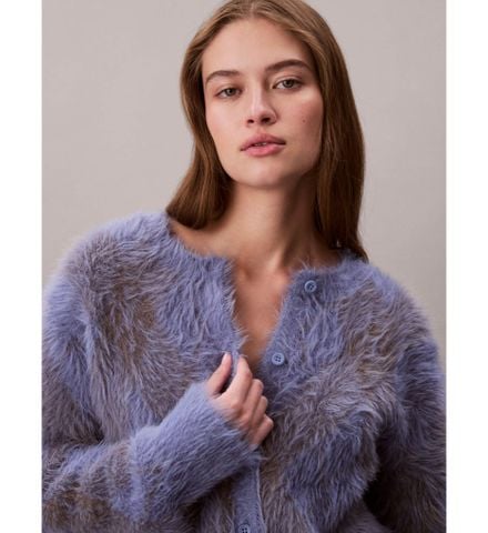 Calvin Klein - Áo len tay dài nữ Fuzzy Novelty Argyle Sweater