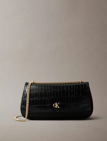 Calvin Klein - Túi xách nữ CK Monogram Logo Hardware Chain Crocodile Print Shoulder Bag
