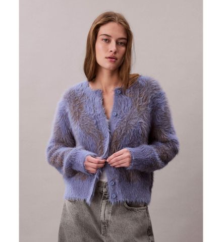 Calvin Klein - Áo len tay dài nữ Fuzzy Novelty Argyle Sweater