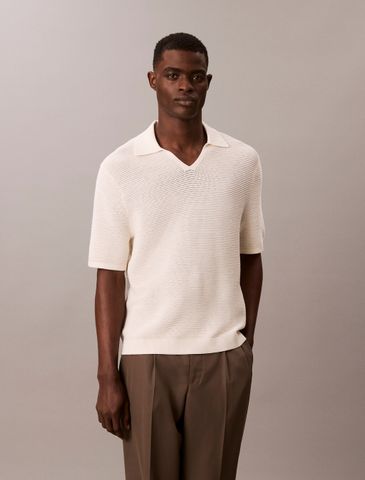 Calvin Klein - Áo polo dệt kim tay ngắn nam Tech Knit Johnny Collar Polo Shirt