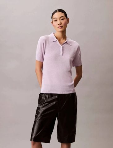 Calvin Klein - Áo polo dệt kim nữ CK Fine Gauge Viscose Polo