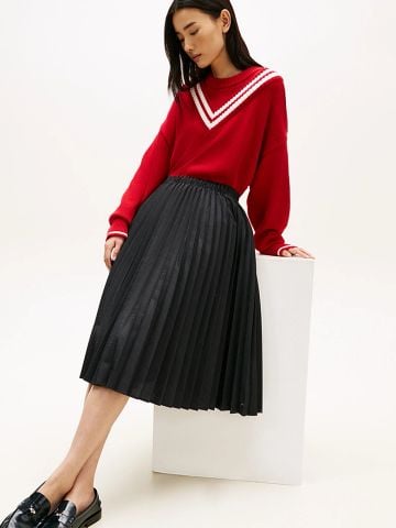 Tommy Hilfiger - Chân Váy Nữ Pleated Check Wool Blend Midi Skirt