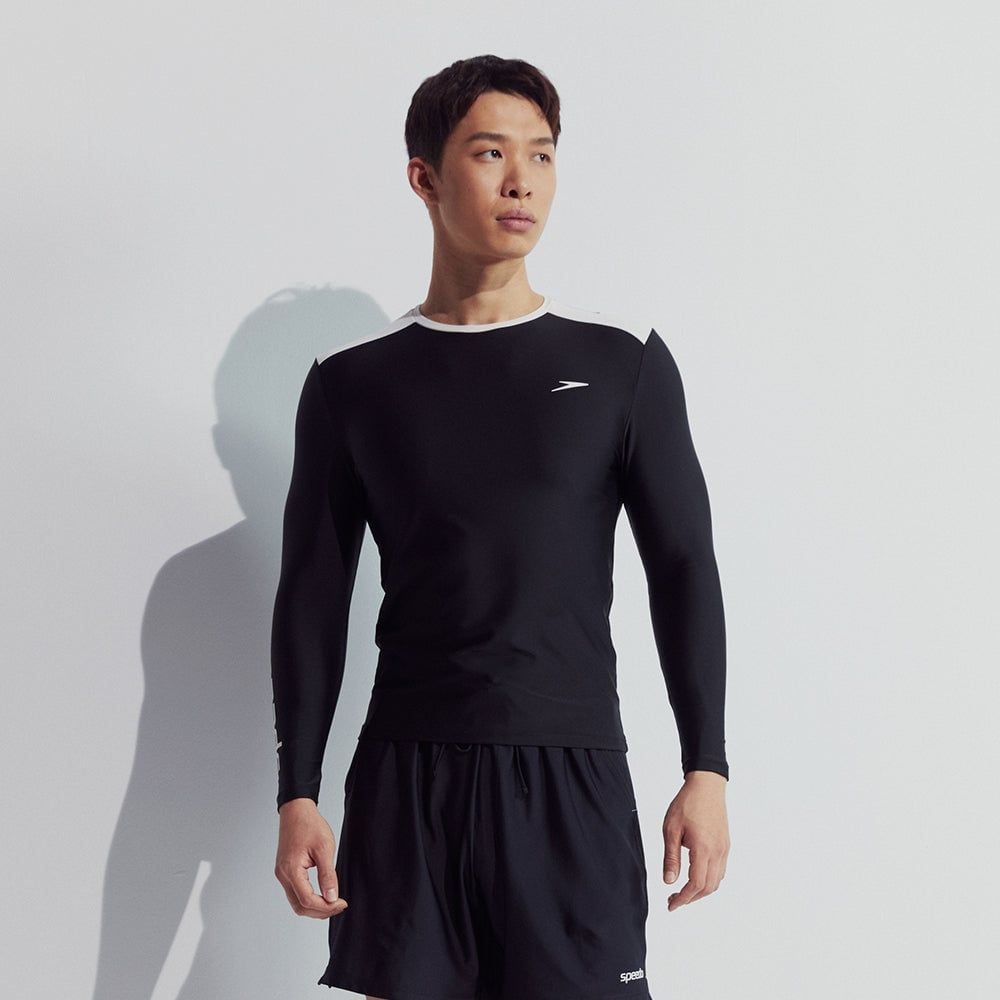 Speedo - Áo bơi tay dài chống nắng nam 2025 Sun Protection Male Long Sleeve Top Am Uv Shirt