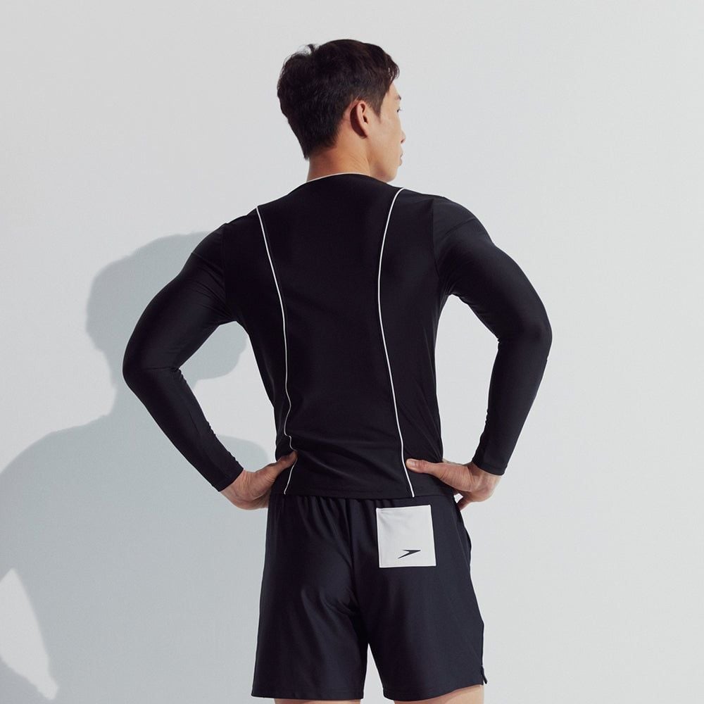 Speedo - Áo bơi tay dài chống nắng nam 2025 Sun Protection Male Long Sleeve Top Am Uv Shirt